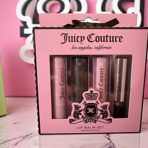 Juicy Couture Lip Balm Set - Pink and Black‎ Gift Box With Bow. Set of 4. NEW